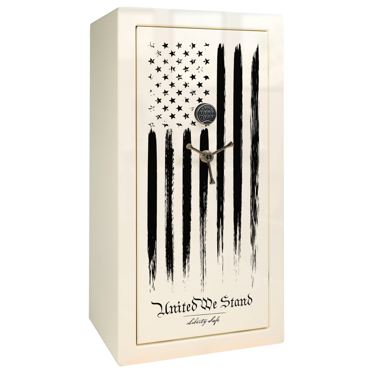 Colonial 23 White Gloss Black Chrome Flag Design Independence Day Promotion | Level 4 Security | 75 Minute Fire Protection | Dimensions: 60.5&quot; x 30&quot; x 22&quot; - Closed Door