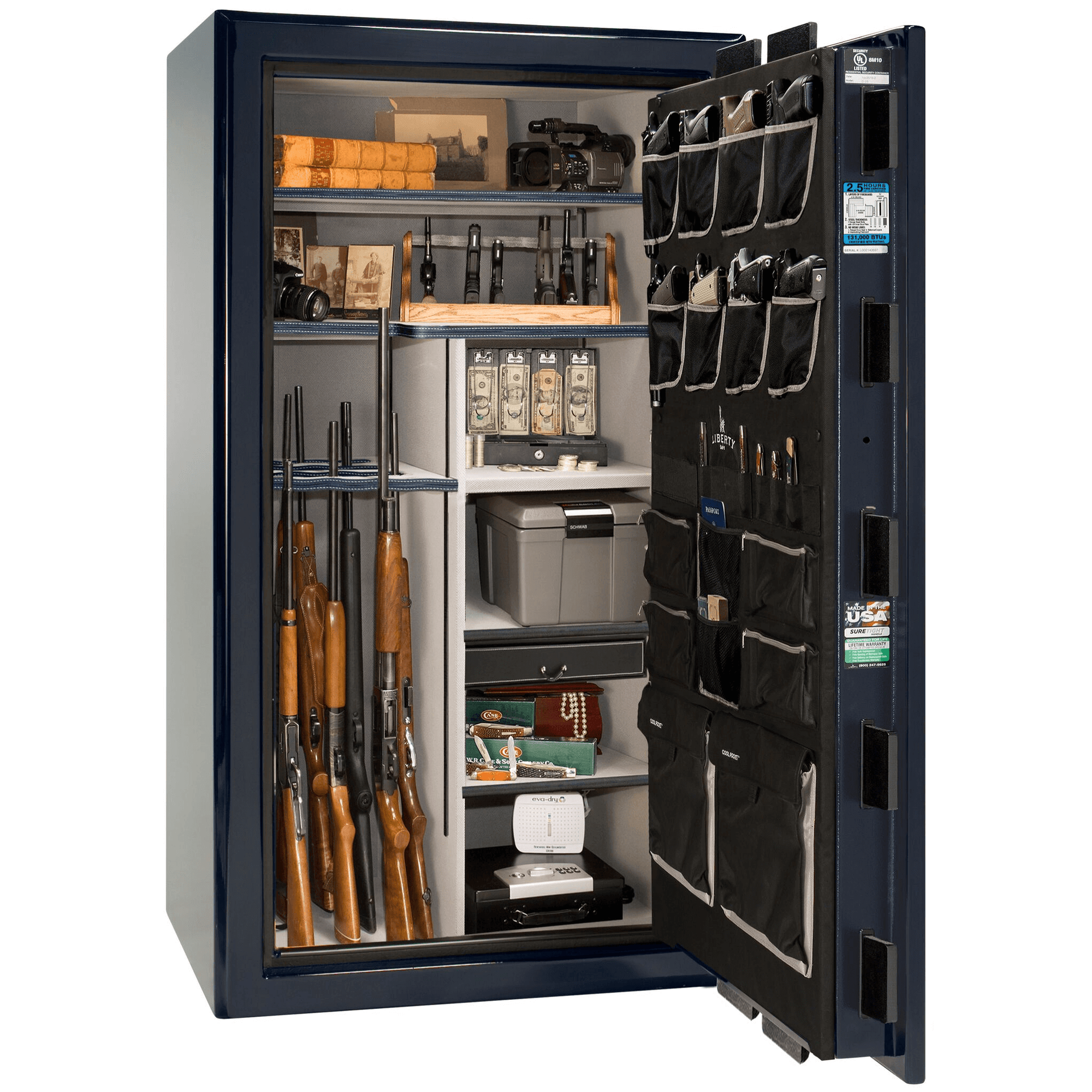 Presidential | 40 | Level 8 Security | 150 Minute Fire Protection | Blue Gloss | Chrome Mechanical Lock | 65.5"(H) x 36"(W) x 32"(D)