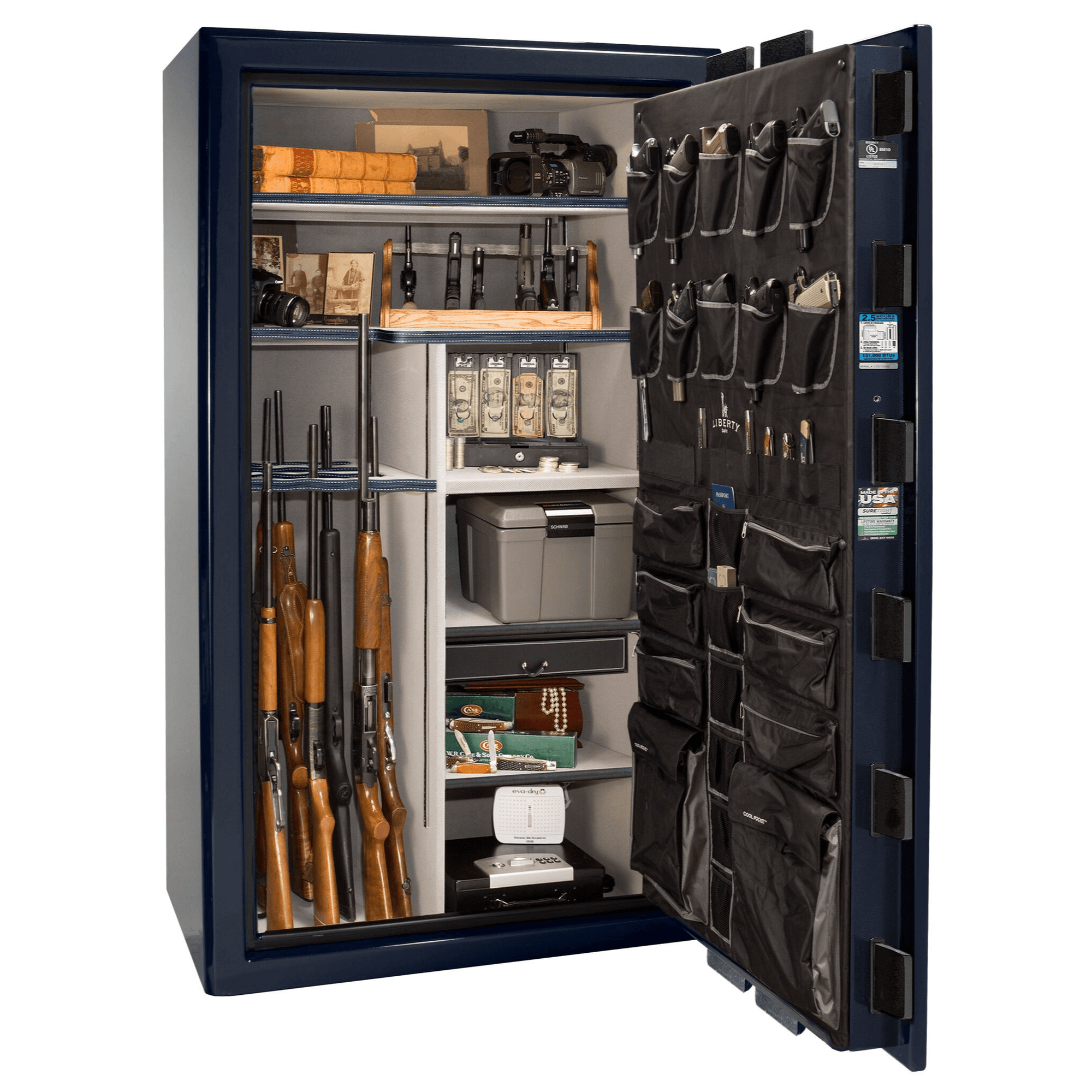 Presidential | 50 | Level 8 Security | 150 Minute Fire Protection | Blue Gloss | Chrome Mechanical Lock | 72.5"(H) x 42"(W) x 32"(D)