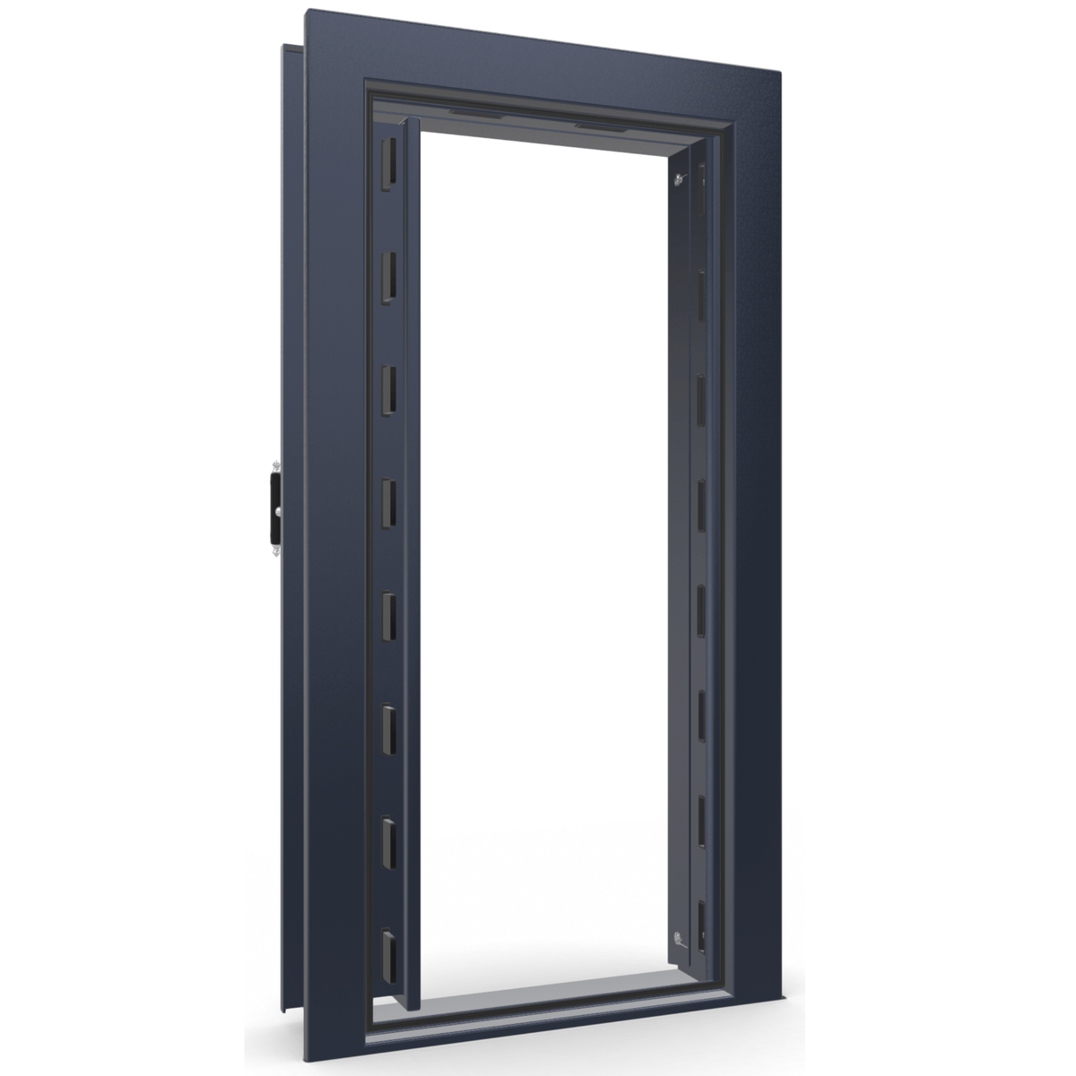 Vault Door Left Inswing | Blue Gloss | Chrome Electronic Lock | 81-85&quot;(H) x 27-42&quot;(W) x 7-10&quot;(D)