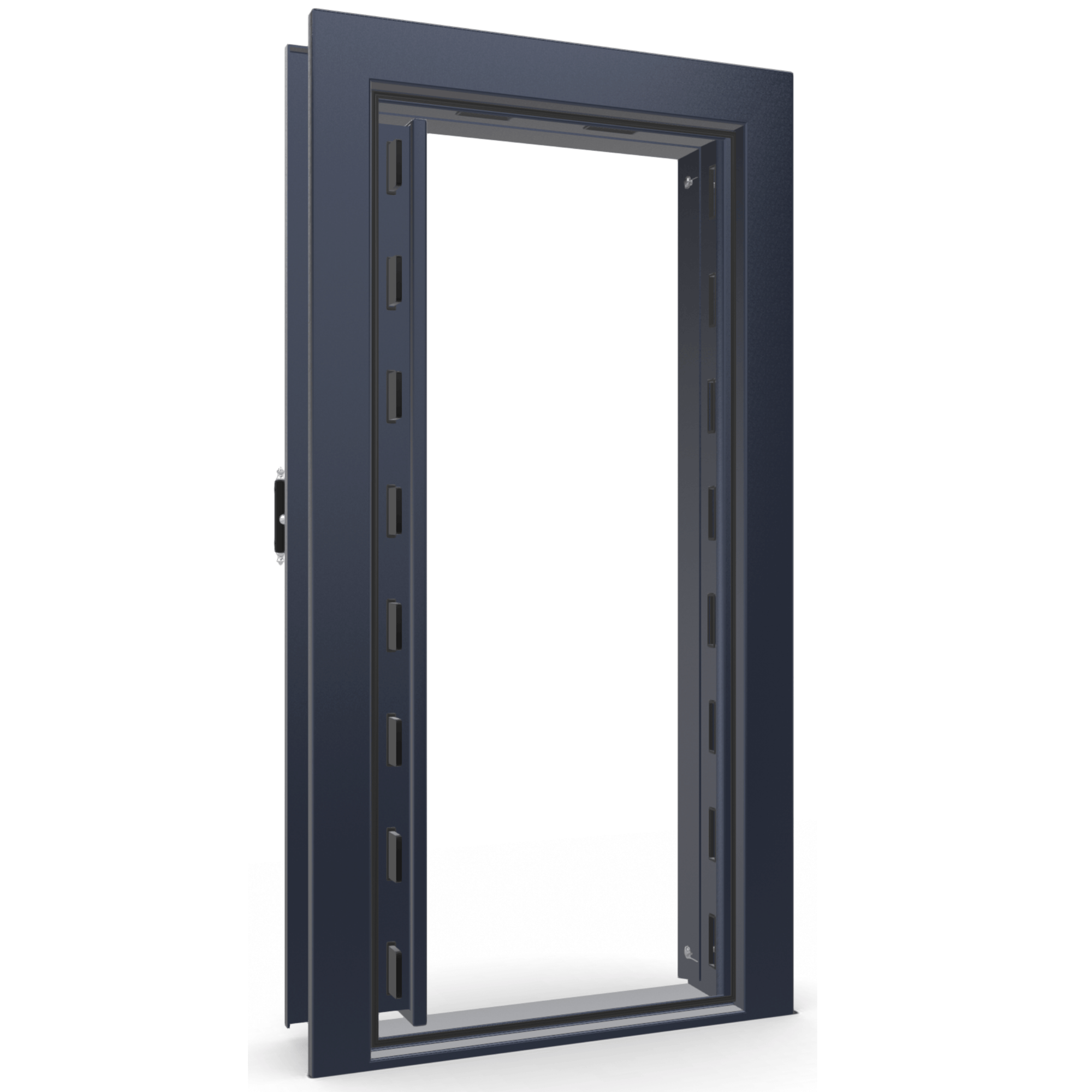 Vault Door Left Inswing | Blue Gloss | Chrome Electronic Lock | 81-85"(H) x 27-42"(W) x 7-10"(D)